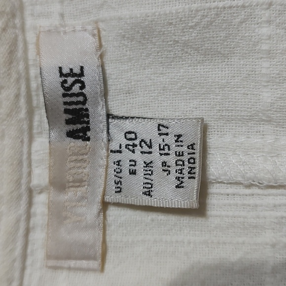 Amuse Society White Gauze Pattern Deep V Neck Button Down Wide Arms Dress Size L - Picture 5 of 5